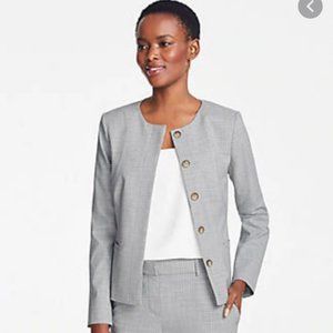 Petite Crewneck Jacket In Graph Check In Grey